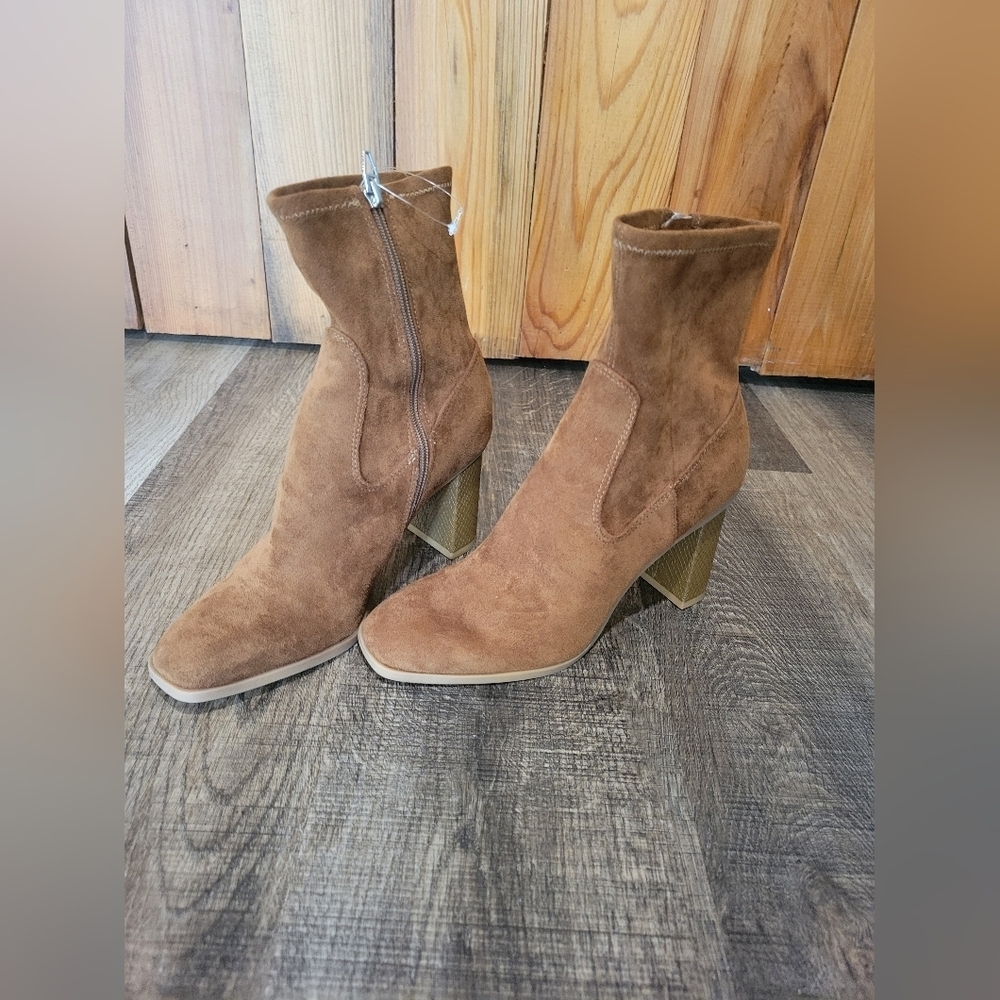 Dolce Vita Tan Suede Heeled Boots - Picture 6 of 10